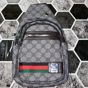 Gray Patterned Men's Sling Bag